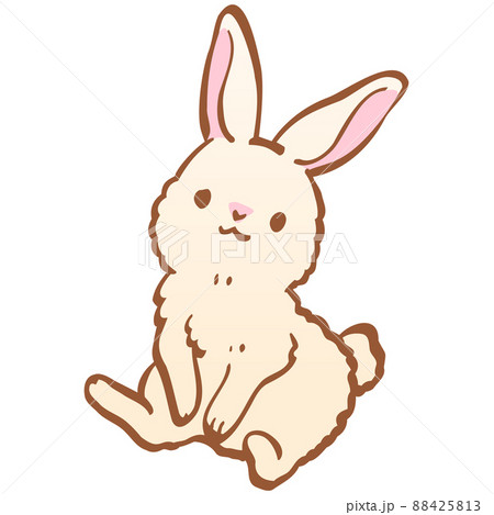 ぬいぐるみみたいなふわふわ うさぎのベクターイラスト	 88425813