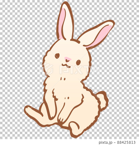 ぬいぐるみみたいなふわふわ うさぎのベクターイラスト	 88425813
