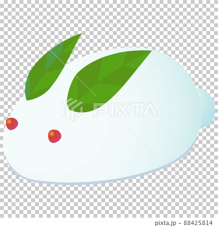 冬らしい雪うさぎのベクターイラストカット 雪と植物の葉と実でできたうさぎの形の雪だるま	 88425814