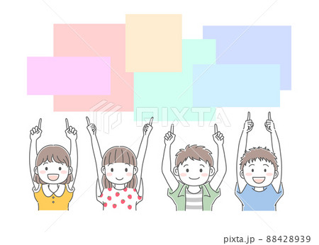 夏服を着て指差ししている男の子と女の子のイラスト素材 夏服を着て指差ししている男の子と女の子のイラスト素材 88428939