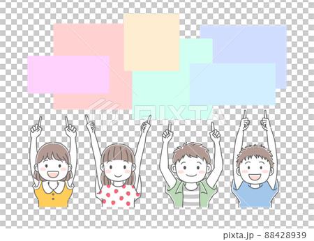 夏服を着て指差ししている男の子と女の子のイラスト素材 夏服を着て指差ししている男の子と女の子のイラスト素材 88428939