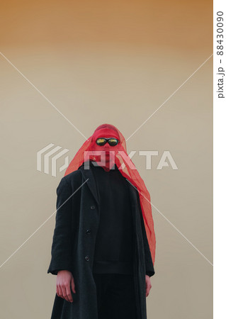 Superhero man with red mask and sunglasses fashion fighter Superhero man with red mask and sunglasses fashion fighter 88430090