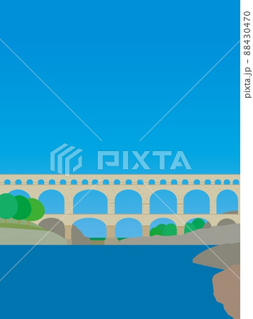 ポン デュ ガール Pont Du Gard フランス Franceのイラスト素材