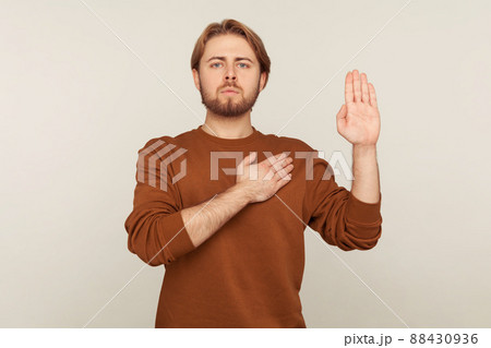 Portrait of emotional bearded man on gray background. Portrait of emotional bearded man on gray background. 88430936
