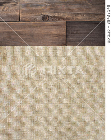 木目と布のフレーム素材 88432148