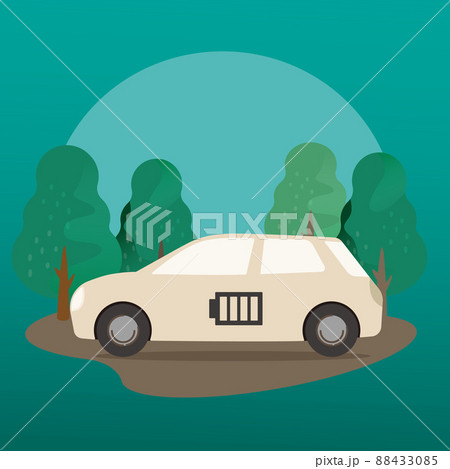燃料電池自動車と自然のベクターイラスト。 88433085