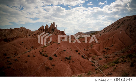 Panorama of Skazka aka Fairytale canyon, Issyk-Kul, Kyrgyzstan 88433947