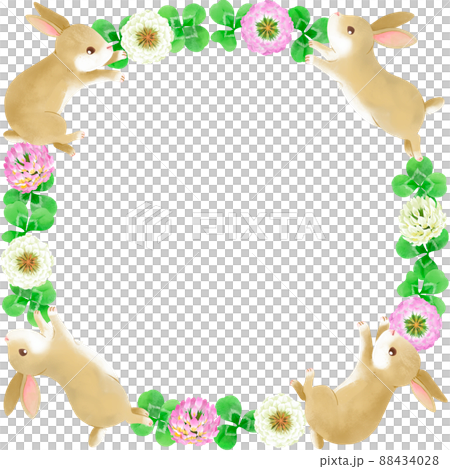 Rabbit and clover flower wreath 88434028
