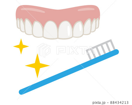 入れ歯と歯ブラシのイラストレーション 88434213