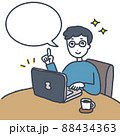 PCを作業をする若い男性（吹き出し） 88434363