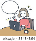PCを作業をする若い女性（吹き出し） 88434364