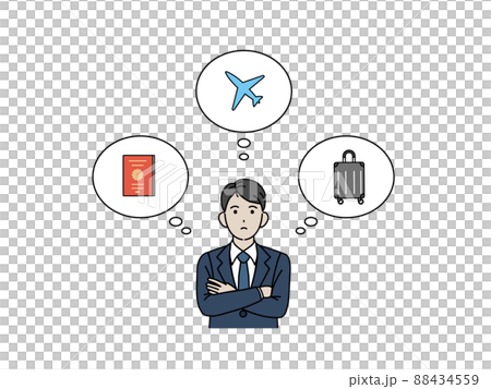 A male office worker who thinks about preparing for an overseas transfer 88434559