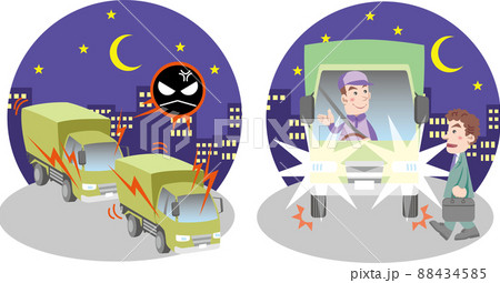 交通安全<夜のトラックドライバーの交通マナー・騒音> 交通安全<夜のトラックドライバーの交通マナー・騒音> 88434585