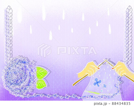 紫陽花の編み物のパステル調なはがきテンプレート 紫陽花の編み物のパステル調なはがきテンプレート 88434835