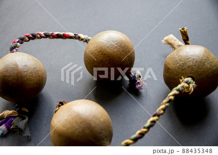 Traditional thelevi gourg, or aslatua, kasskass on black background 88435348