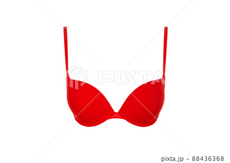 Sexy red bra, isolated. Sex red bra, white background. 88436368