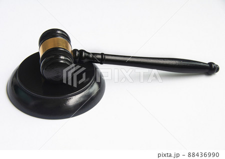 Top view of gavel on white background. Law concept. 88436990