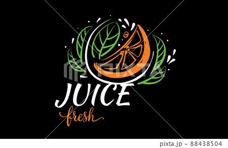 Vector drawn logo of fresh juice on a black background 88438504
