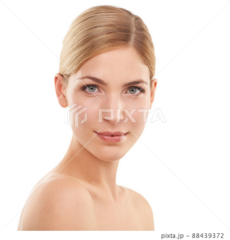 Her beauty is effortless. Cropped portrait of a beautiful young woman isolated on white. Her beauty is effortless. Cropped portrait of a beautiful young woman isolated on white. 88439372