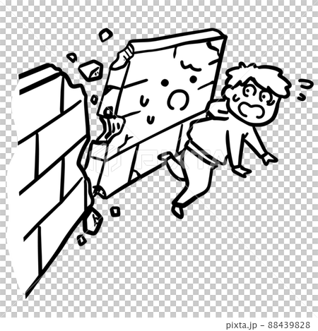 Concrete block wall that may collapse in the event of an earthquake Concrete block wall that may collapse in the event of an earthquake 88439828