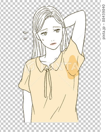 ビューティー 脇汗を気にする女性のイラストレーション ビューティー 脇汗を気にする女性のイラストレーション 88439840
