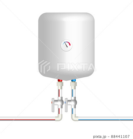 Plastic hot and cold water pipes with boiler, vector illustration. Plastic hot and cold water pipes with boiler, vector illustration. 88441107