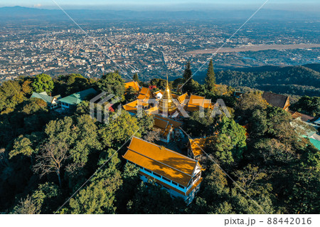Aerial view of Wat Phra That Doi Suthep temple in Chiang Mai, Thailand Aerial view of Wat Phra That Doi Suthep temple in Chiang Mai, Thailand 88442016