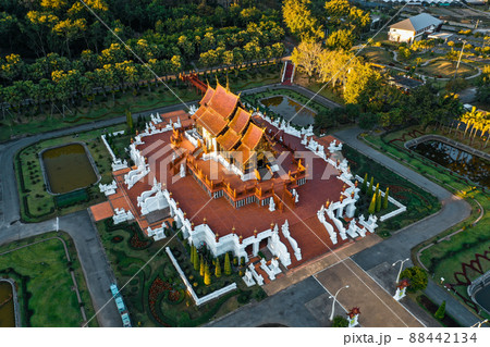 Aerial view of Royal Park Rajapruek, botanical garden and pavilion in Chiang Mai, Thailand 88442134
