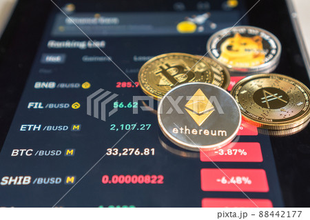 Ethereum cryptocurrency on Binance trading app, Bitcoin BTC with BNB, Dogecoin, Cardano, Litcoin, altcoin digital coin crypto currency defi p2p decentralized finance and fintech banking market Ethereum cryptocurrency on Binance trading app, Bitcoin BTC with BNB, Dogecoin, Cardano, Litcoin, altcoin digital coin crypto currency defi p2p decentralized finance and fintech banking market 88442177