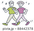 ウォーキングをするおじいちゃんとおばあちゃん 88442378