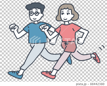 跑的年輕男人和年輕女人 88442380
