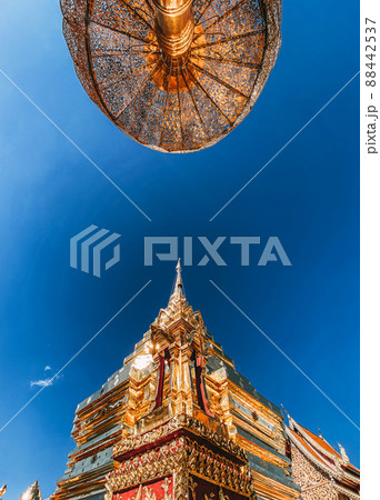 Aerial view of Wat Phra That Doi Suthep temple in Chiang Mai, Thailand Aerial view of Wat Phra That Doi Suthep temple in Chiang Mai, Thailand 88442537