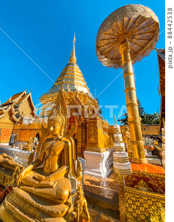 Aerial view of Wat Phra That Doi Suthep temple in Chiang Mai, Thailand Aerial view of Wat Phra That Doi Suthep temple in Chiang Mai, Thailand 88442538