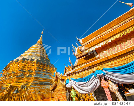 Aerial view of Wat Phra That Doi Suthep temple in Chiang Mai, Thailand Aerial view of Wat Phra That Doi Suthep temple in Chiang Mai, Thailand 88442547