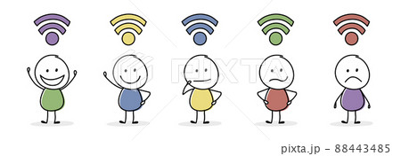 Funny stickman with internet connection symbol. Icons set. Vector Funny stickman with internet connection symbol. Icons set. Vector 88443485