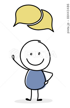 Concept of smiley stickman with chat - speech bubble icon. Vector 88443486
