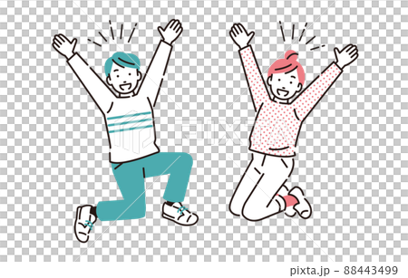 Men and women of elementary school who jump vigorously 88443499