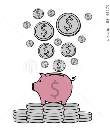 Piggy bank with dollars. Money saving. Vector Piggy bank with dollars. Money saving. Vector 88443576