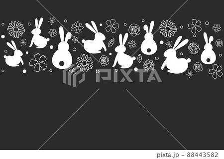 Easter background with cute with bunnies flowers. Vector Easter background with cute with bunnies flowers. Vector 88443582