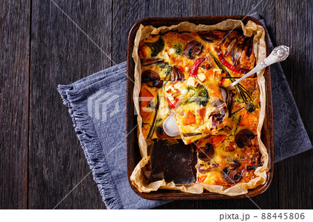baked in oven vegetable frittata in baking dish baked in oven vegetable frittata in baking dish 88445806