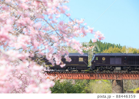 満開の桜とクルーズトレイン「ななつ星in九州」(JR九州) 満開の桜とクルーズトレイン「ななつ星in九州」(JR九州) 88446359