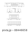 Cargo wagons and tank wagons of a railway train. 88446658