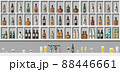 Shelves of alcohol beverages behind the bar. 88446661