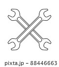 Two spanners line drawing on white background. 88446663
