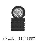 Set of car tyres for the tyre shop. 88446667