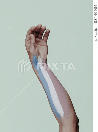 transgender pride flag in a persons arm 88446984