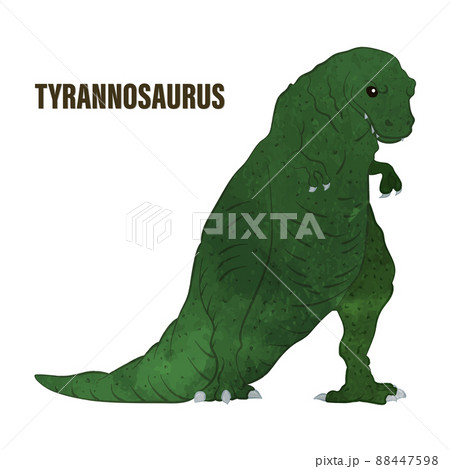 かっこかわいいティラノサウルスのイラスト 緑verのイラスト素材