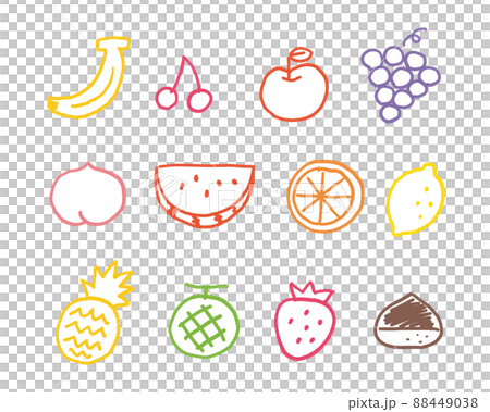 Fruit illustration set color line - Stock Illustration [88449038] - PIXTA