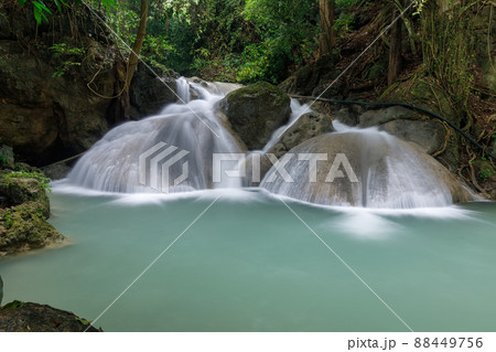 Erawan Waterfall,beautiful waterfall deep forest in Thailand 88449756