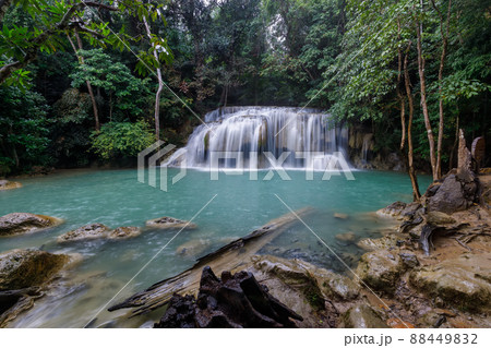 Erawan Waterfall,beautiful waterfall deep forest in Thailand Erawan Waterfall,beautiful waterfall deep forest in Thailand 88449832